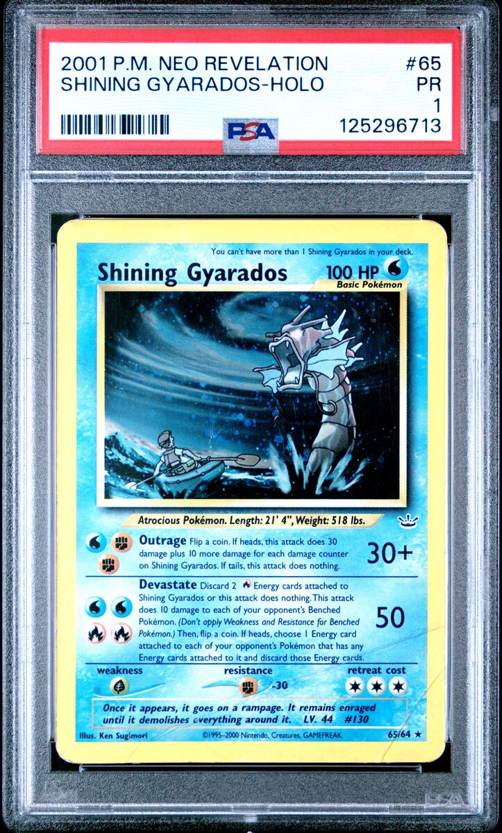 Shining Gyarados 65/64 Holo — Neo Revelation 2001 PSA 1 PR